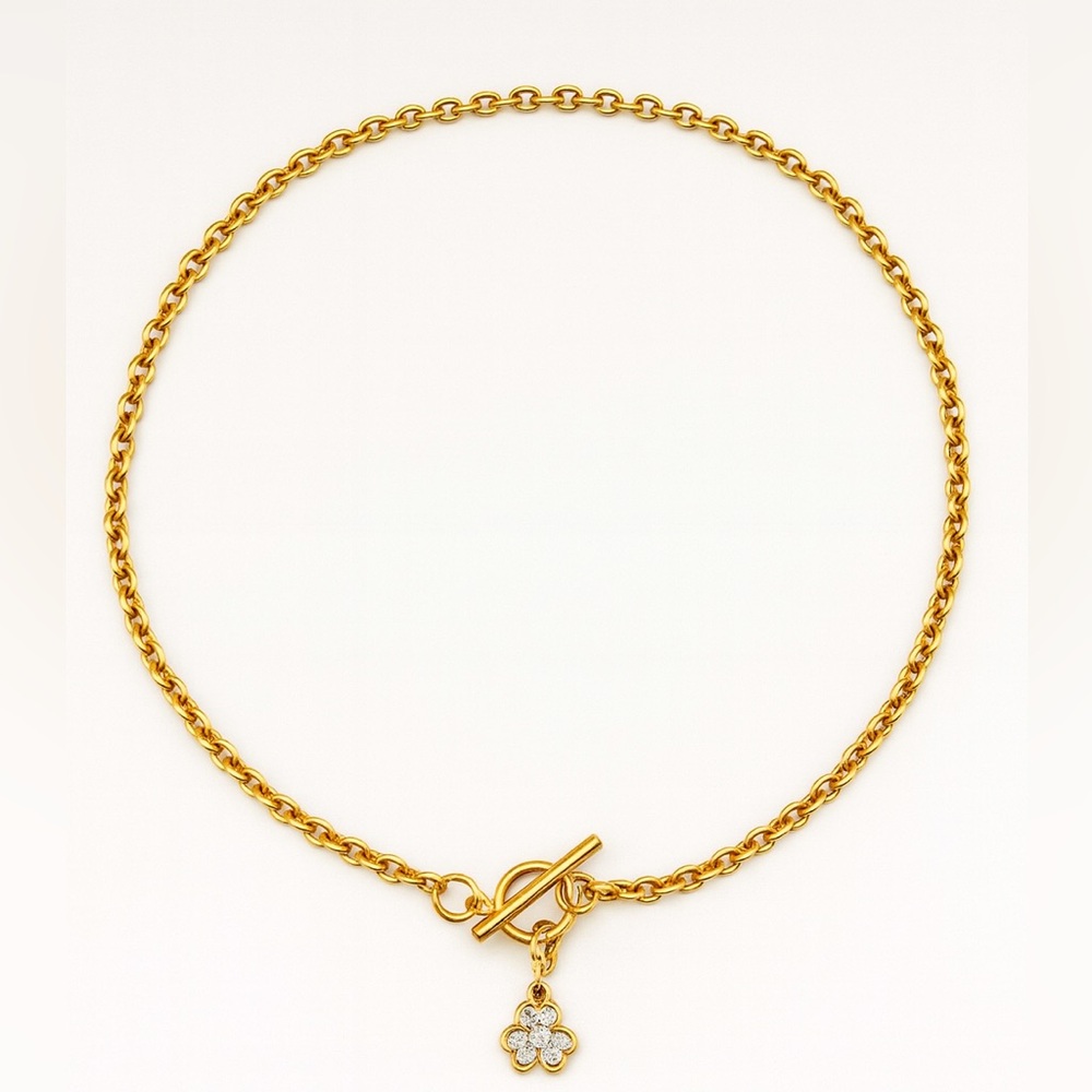 Elegant Gold Chain Necklace with Floral Pendant